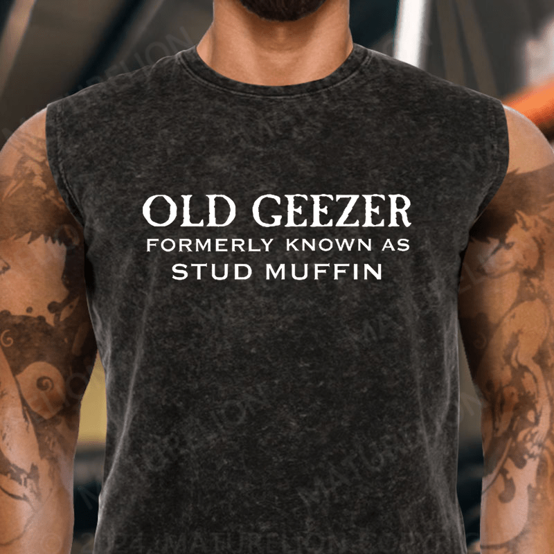 Maturelion  Funny Old Geezer Formerly Known As Stud Muffin Vintage Washed Tank Top