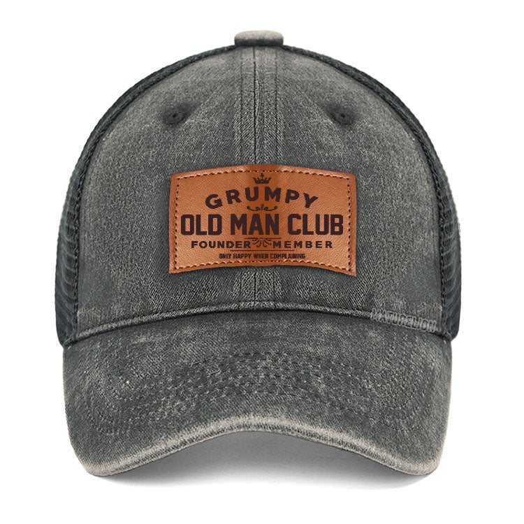 Maturelion Grumpy Old Man Club Leather Patch Cap