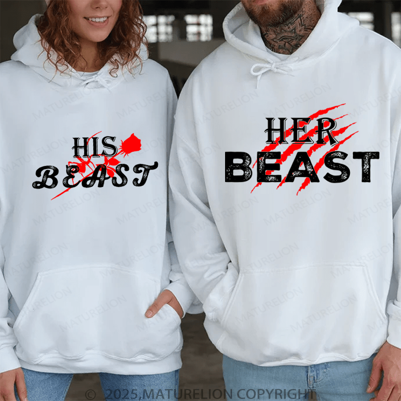 Maturelion He's & She's Beast Couple Hoodie