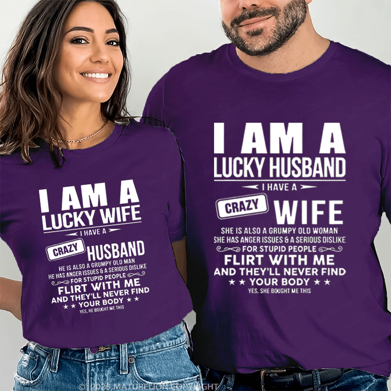 Maturelion I Am A Lucky Husband & Wife Couple T-Shirt