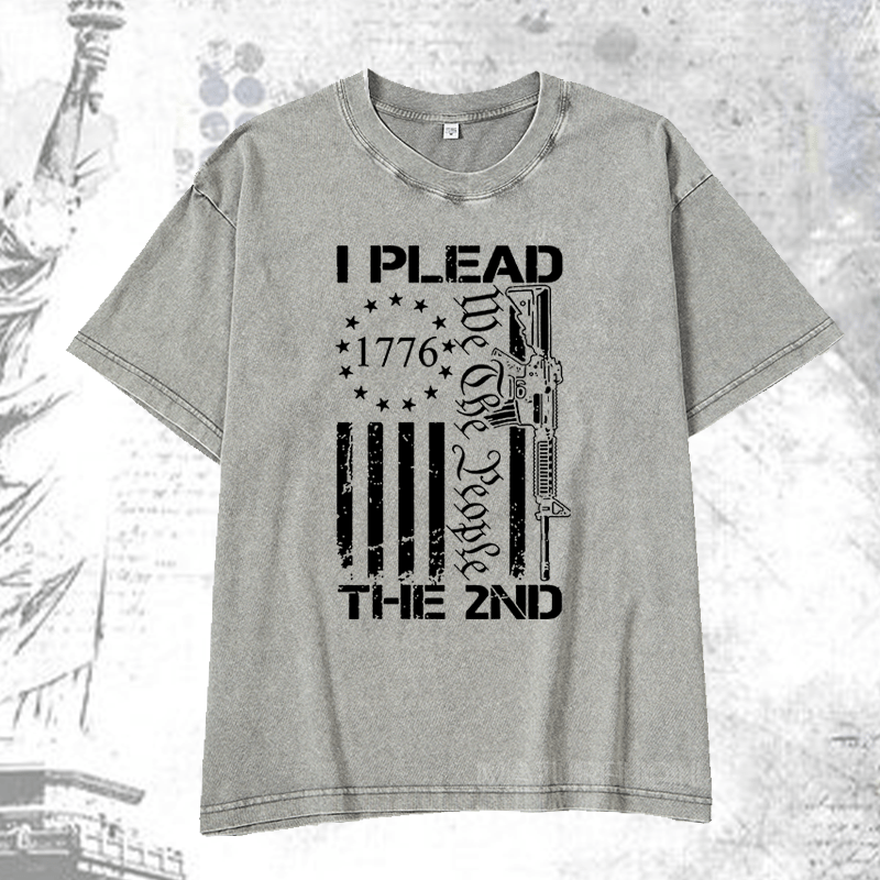 Maturelion I Plead The 2nd Amendment We The People AR15 Pro Gun DTG Printing Washed  Cotton T-shirt