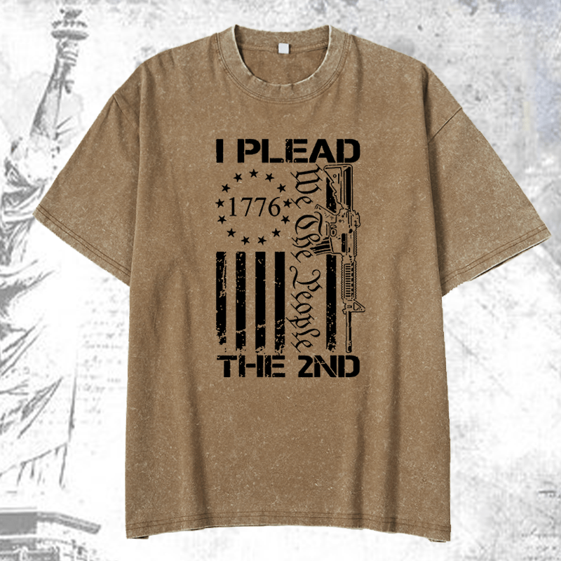 Maturelion I Plead The 2nd Amendment We The People AR15 Pro Gun DTG Printing Washed  Cotton T-shirt