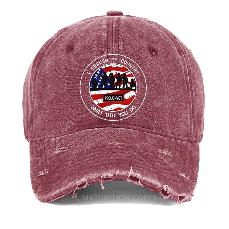 Maturelion I Served My Country What Did You Do Washed Vintage Cap