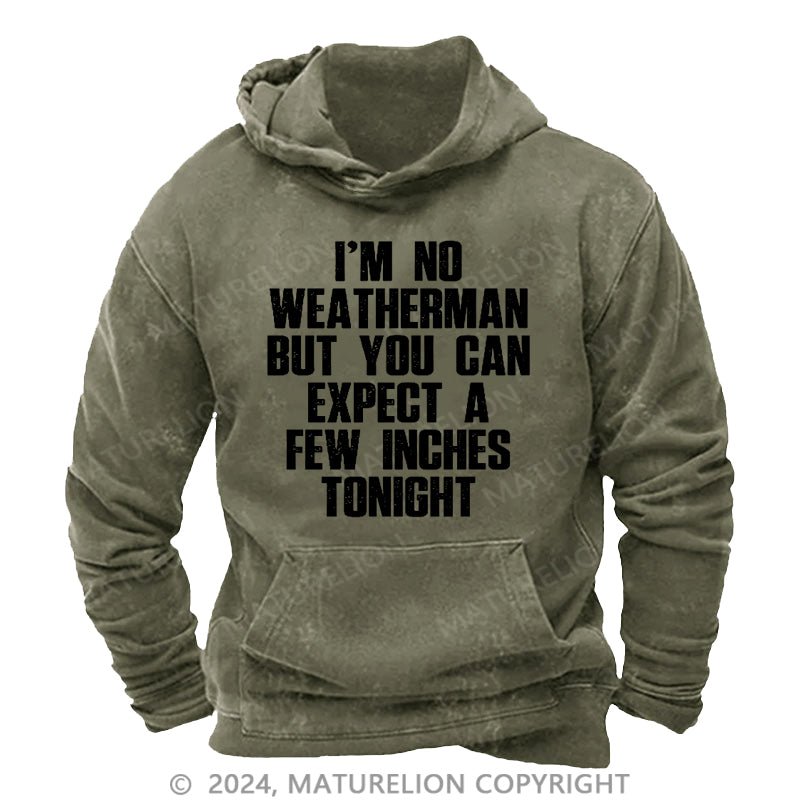 Maturelion I'm No Weatherman But You Can Expect A Few Inches Tonight DTG Printing Washed Hoodie