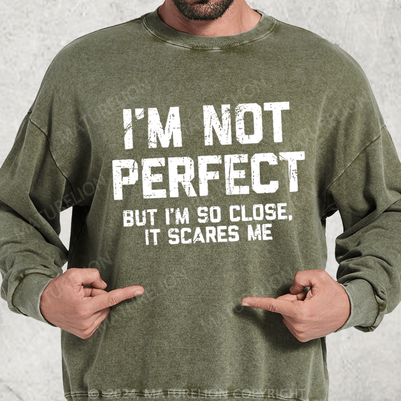 Maturelion I'm Not Perfect But I'm So Close It Scares Me Washed Sweatshirt