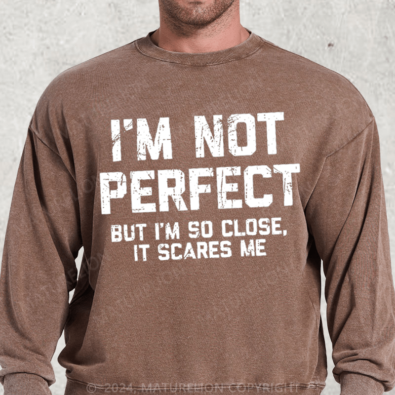 Maturelion I'm Not Perfect But I'm So Close It Scares Me Washed Sweatshirt