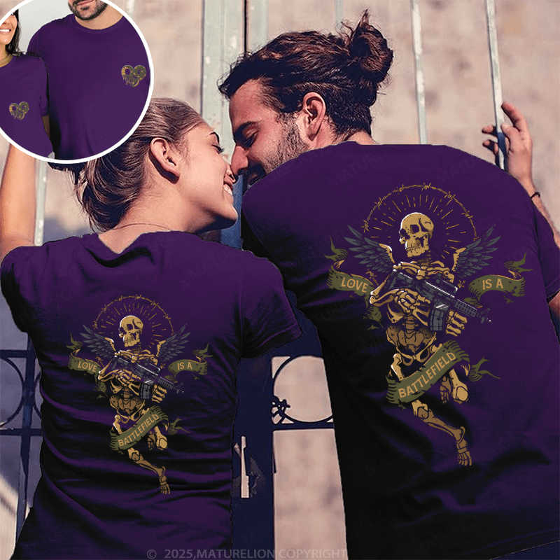 Maturelion Love Is A Battlefield Couple T-Shirt