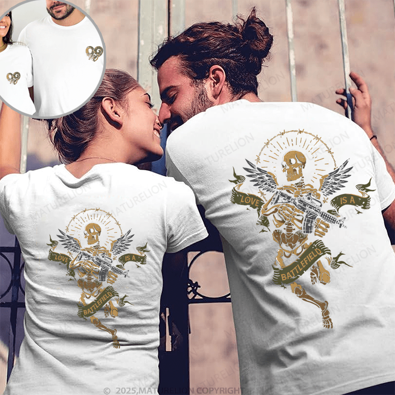 Maturelion Love Is A Battlefield Couple T-Shirt
