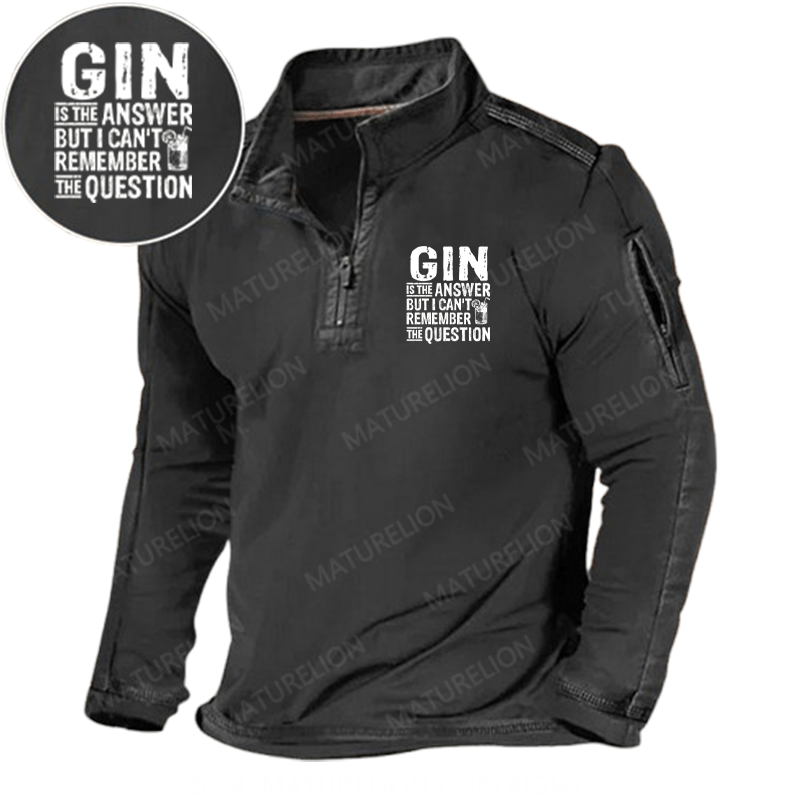 Maturelion Men's Henley Shirt Funny Gin Is The Answer Henley Shirt