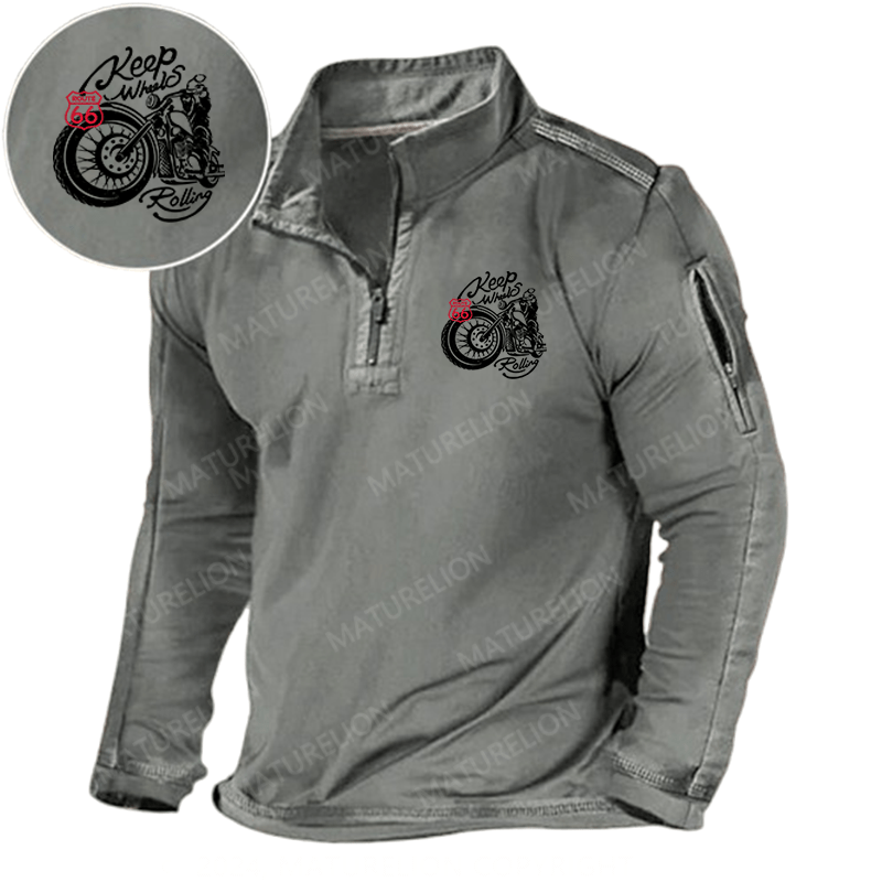 Maturelion Men's Henley Shirt Keep Wheels Rolling Henley Shirt