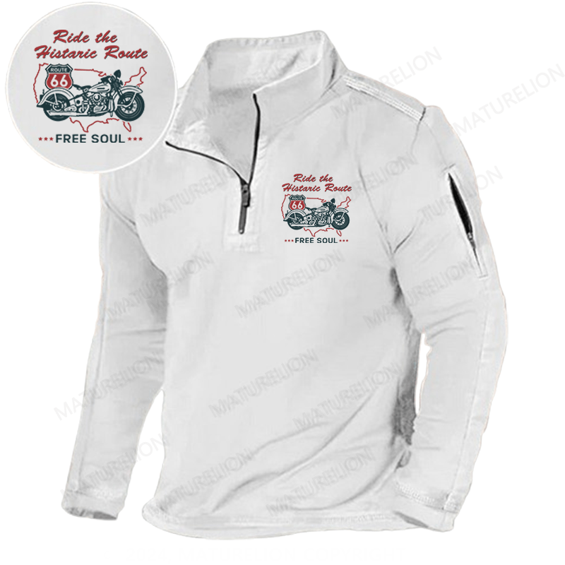 Maturelion Men's Henley Shirt Ride the Histaric Route FREE SOUL Henley Shirt