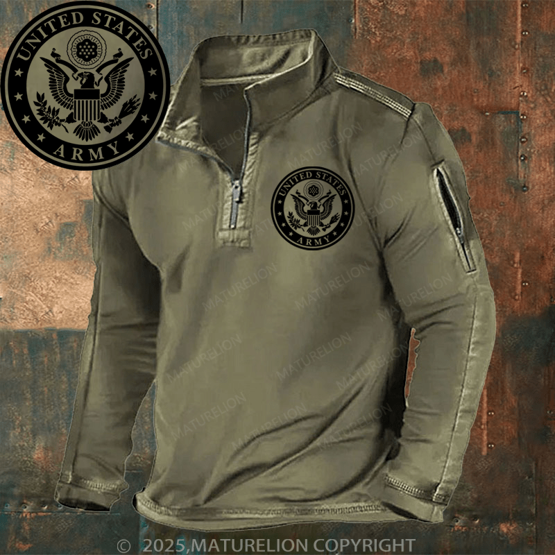 Maturelion Men's Henley Shirt United States Army Henley Shirt