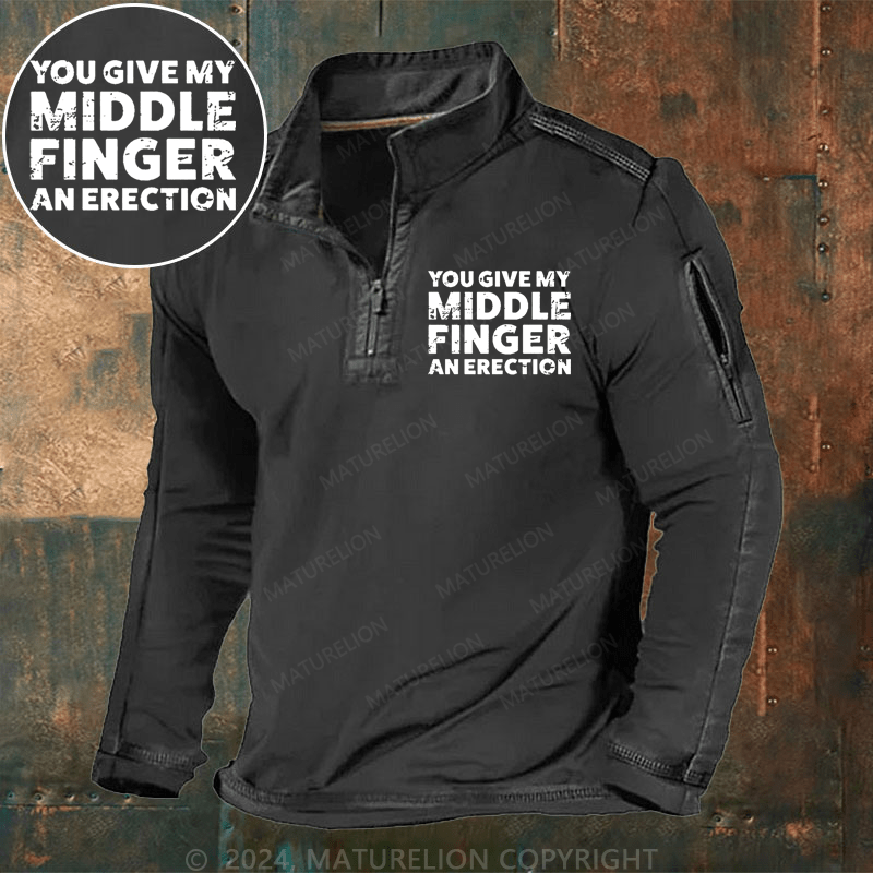 Maturelion Men's Henley Shirt You Give My Middle Finger An Erection Henley Shirt