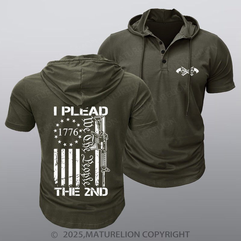 Maturelion Men's Hooded Henley Shirt I Plead The 2nd Amendment We The People AR15 Pro Gun Hooded Henley Shirt