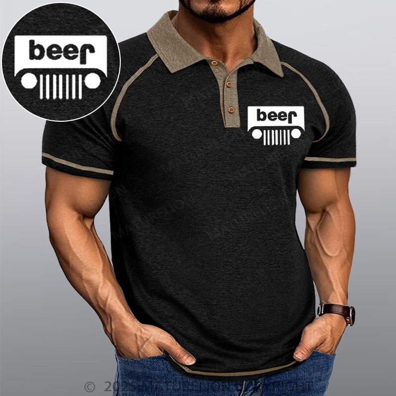 Maturelion Men's Polo Shirt Beer Or Jeep Polo Shirt