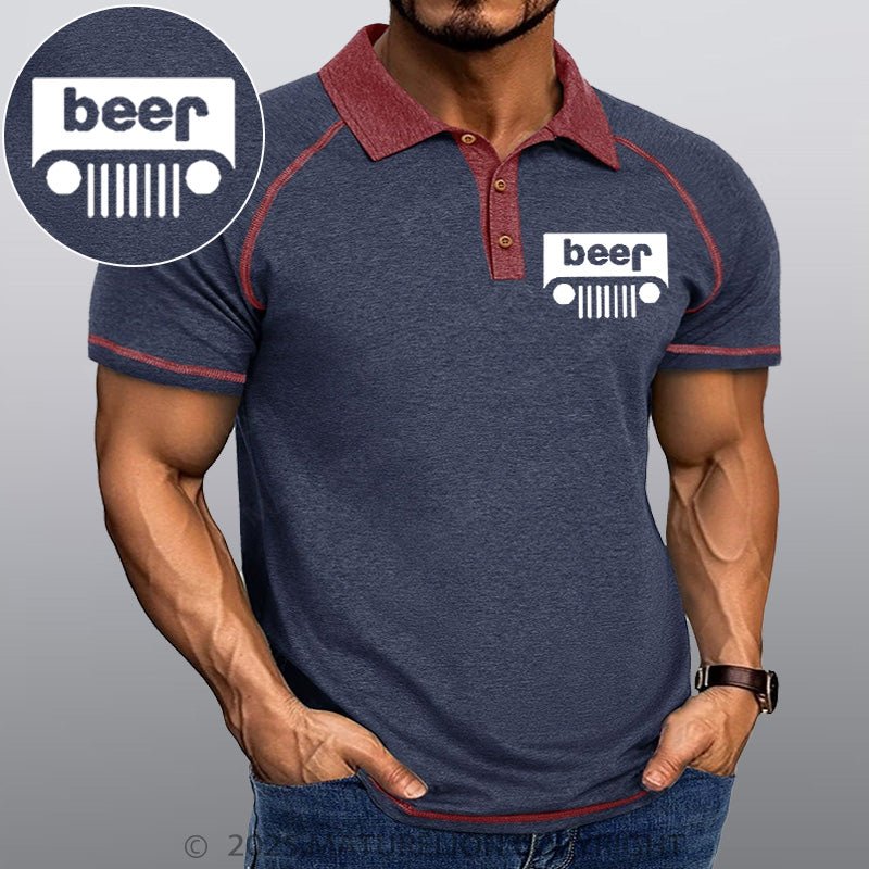 Maturelion Men's Polo Shirt Beer Or Jeep Polo Shirt