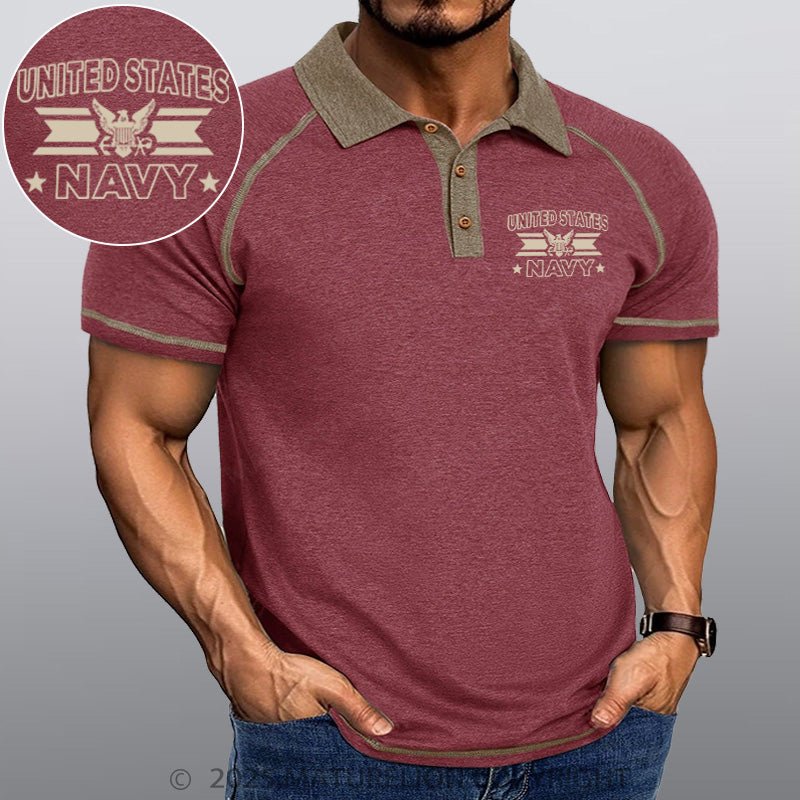 Maturelion Men's Polo Shirt United States Navy Polo Shirt