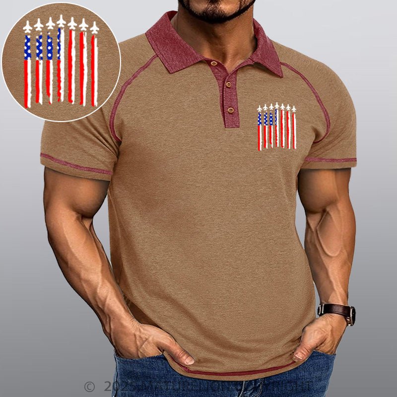 Maturelion Men's Polo Shirt Us Flag Polo Shirt