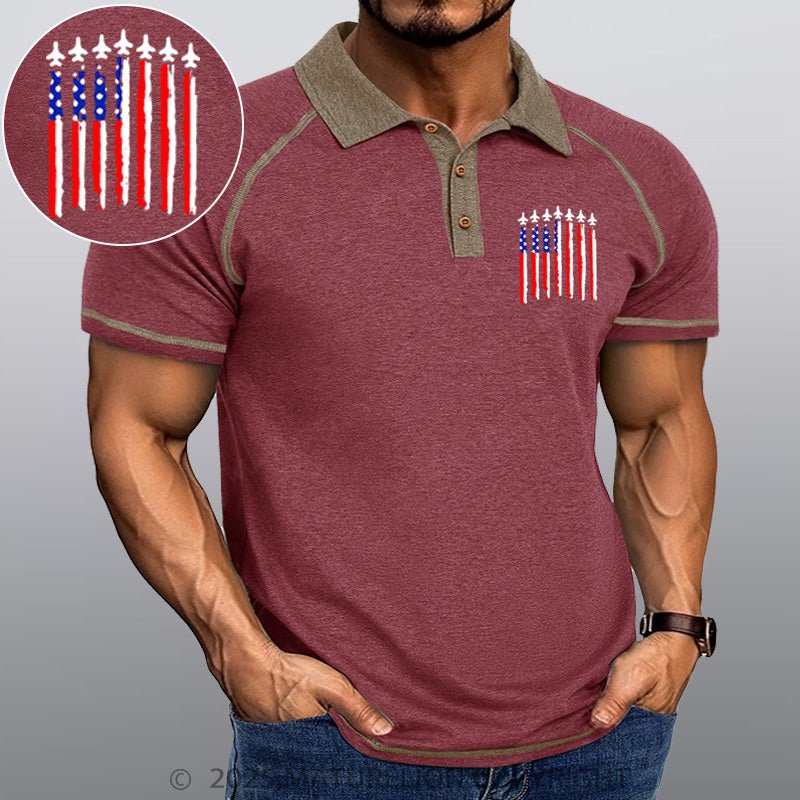 Maturelion Men's Polo Shirt Us Flag Polo Shirt