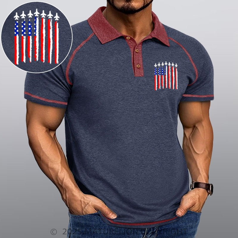 Maturelion Men's Polo Shirt Us Flag Polo Shirt
