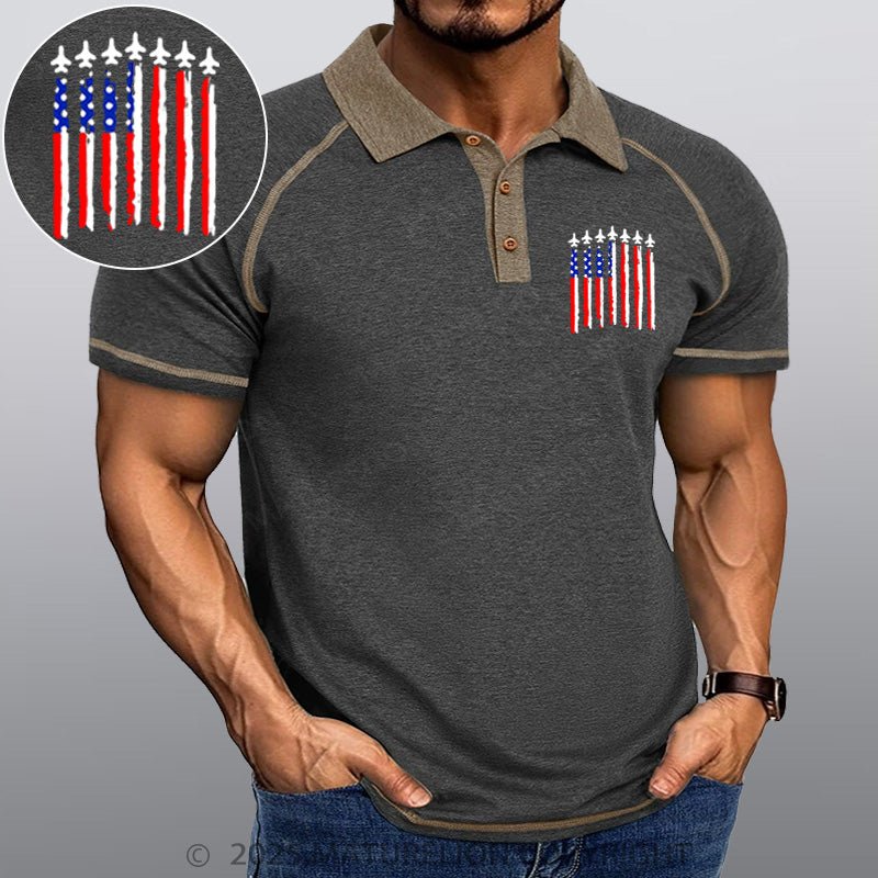 Maturelion Men's Polo Shirt Us Flag Polo Shirt