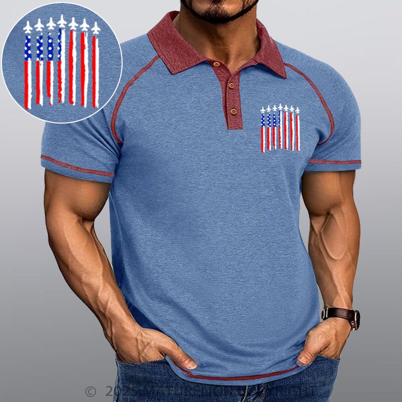 Maturelion Men's Polo Shirt Us Flag Polo Shirt