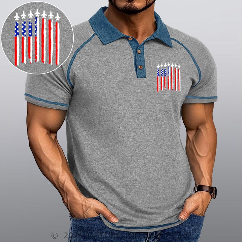 Maturelion Men's Polo Shirt Us Flag Polo Shirt