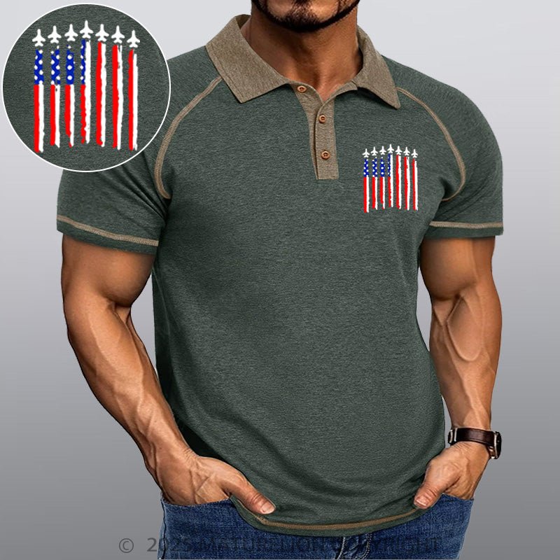 Maturelion Men's Polo Shirt Us Flag Polo Shirt