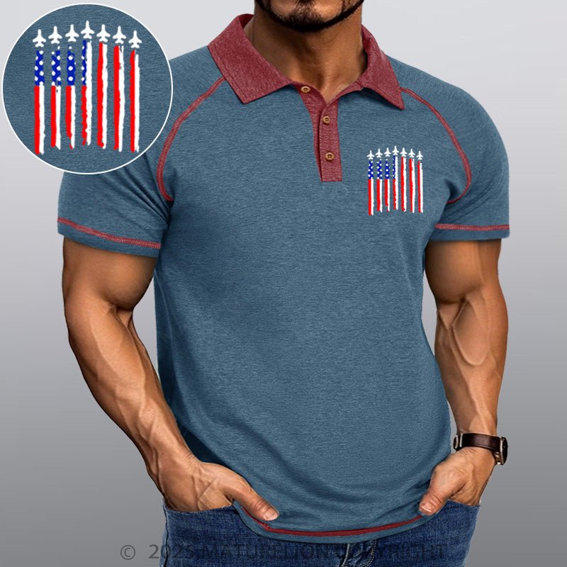 Maturelion Men's Polo Shirt Us Flag Polo Shirt