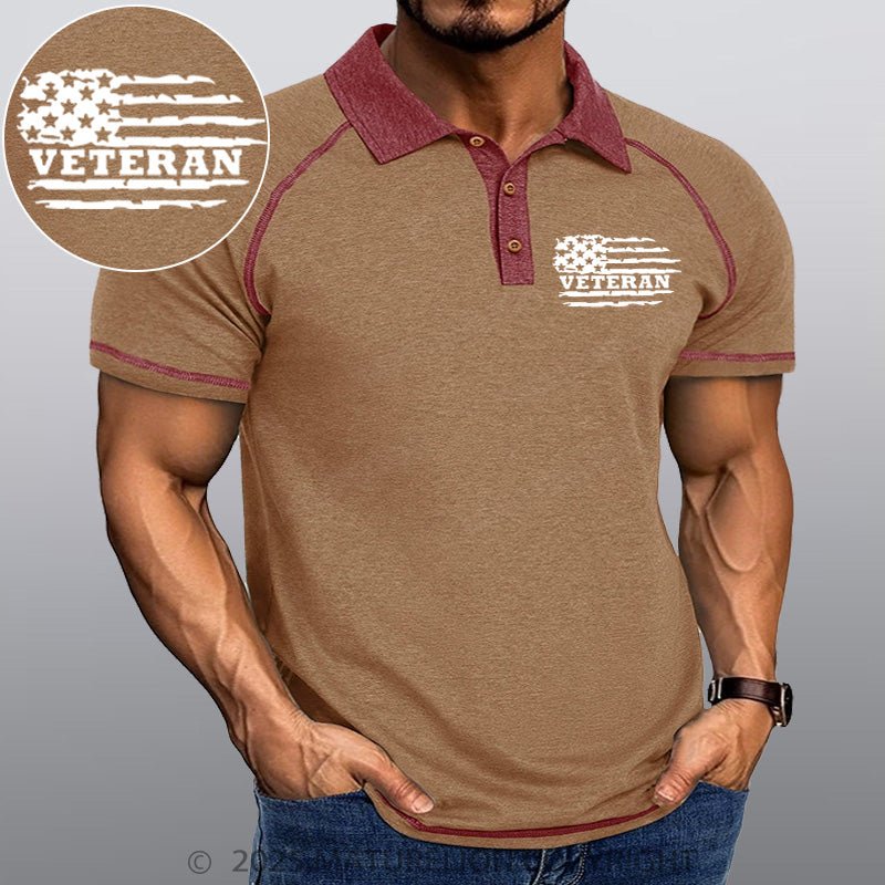 Maturelion Men's Polo Shirt Veteran Flag Polo Shirt