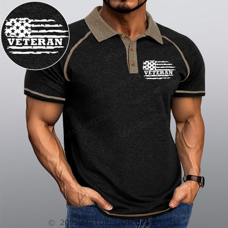 Maturelion Men's Polo Shirt Veteran Flag Polo Shirt