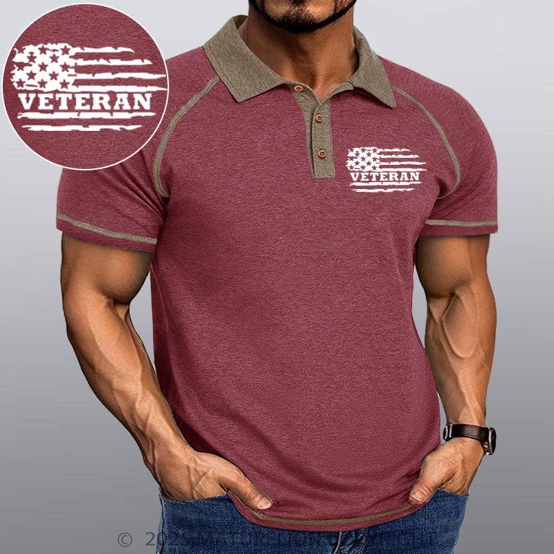 Maturelion Men's Polo Shirt Veteran Flag Polo Shirt
