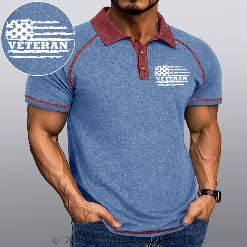 Maturelion Men's Polo Shirt Veteran Flag Polo Shirt