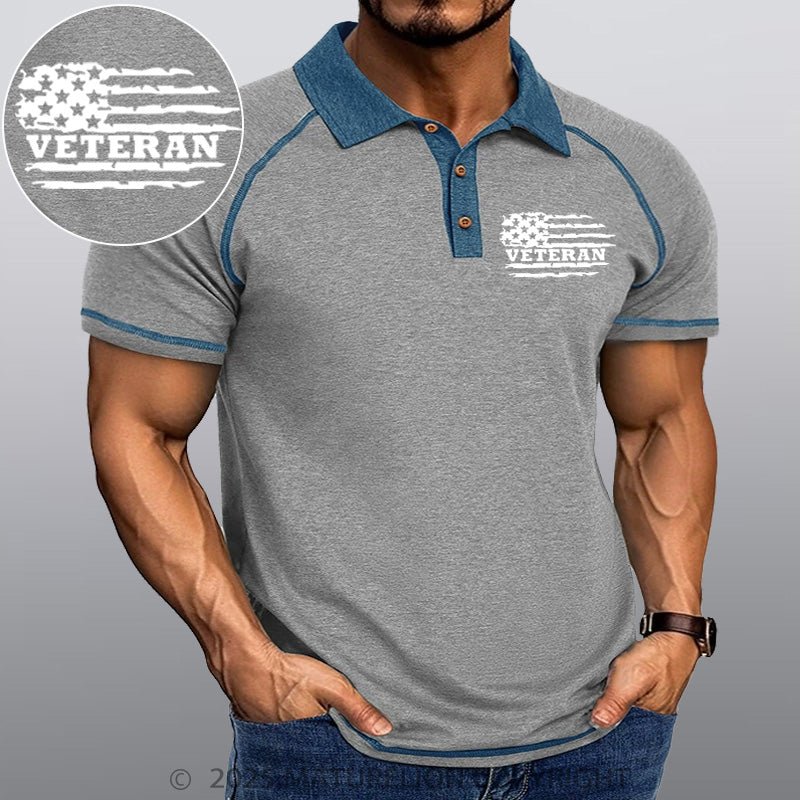 Maturelion Men's Polo Shirt Veteran Flag Polo Shirt