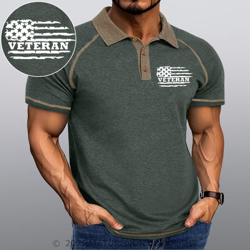 Maturelion Men's Polo Shirt Veteran Flag Polo Shirt