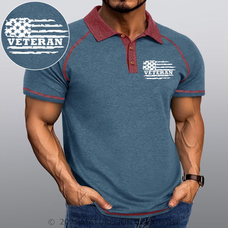 Maturelion Men's Polo Shirt Veteran Flag Polo Shirt