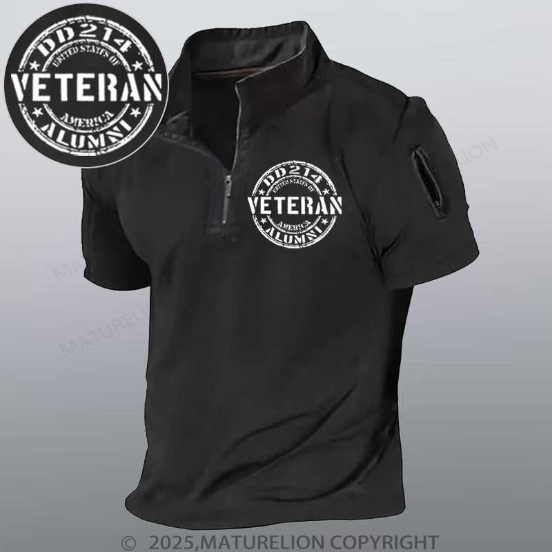 Maturelion Men's Short Sleeved  Henley Shirt DD214 United States Of Veteran America Alumni Henley Shirt