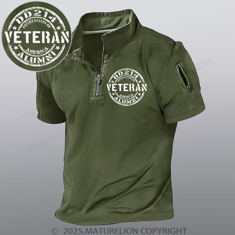 Maturelion Men's Short Sleeved  Henley Shirt DD214 United States Of Veteran America Alumni Henley Shirt