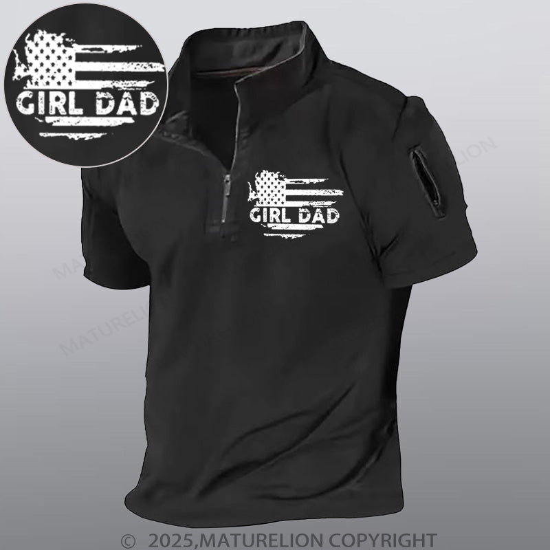 Maturelion Men's Short Sleeved  Henley Shirt Girl Dad Henley Shirt
