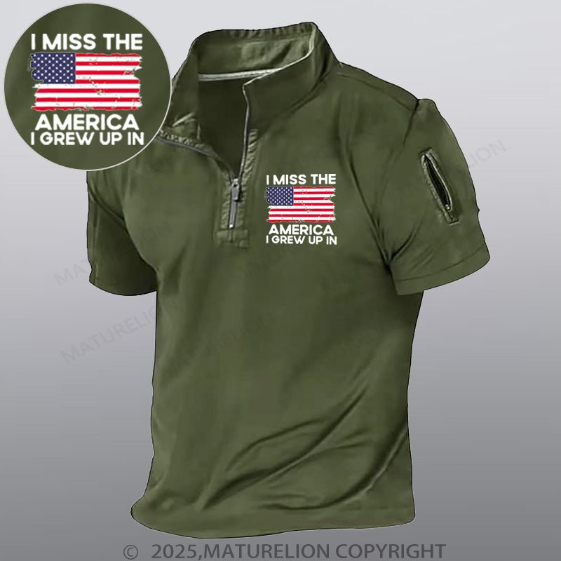 Maturelion Men's Short Sleeved  Henley Shirt I Miss The America I Grew Up In Henley Shirt