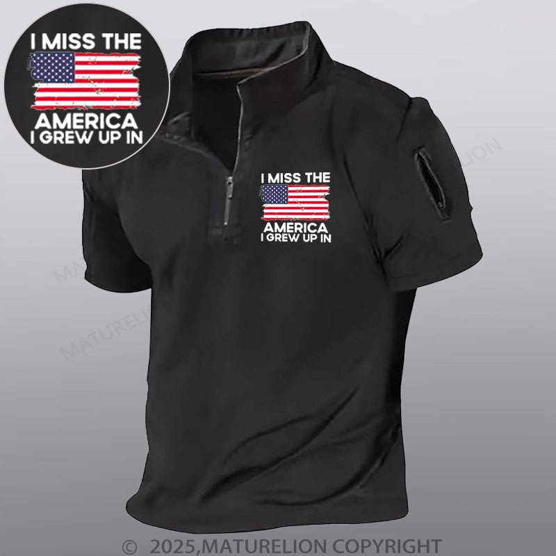 Maturelion Men's Short Sleeved  Henley Shirt I Miss The America I Grew Up In Henley Shirt