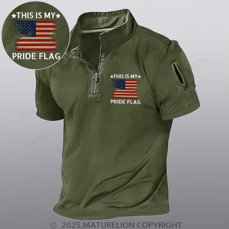 Maturelion Men's Short Sleeved  Henley Shirt This Is My Pride Flag Henley Shirt