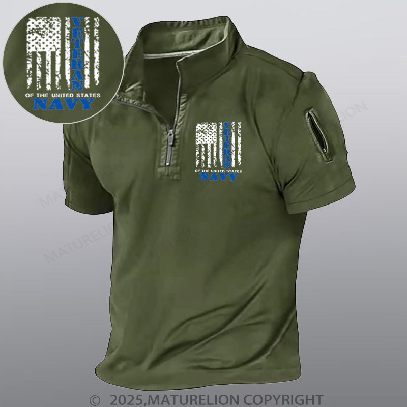 Maturelion Men's Short Sleeved  Henley Shirt Veteran Of The United States Navy Henley Shirt