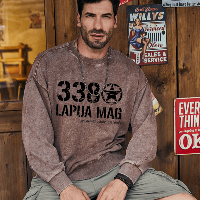 Maturelion Men's Sweatshirt 338 Lapua Mag 300 Grains 1 Mile 3 Seconds Custom Washed Sweatshirt