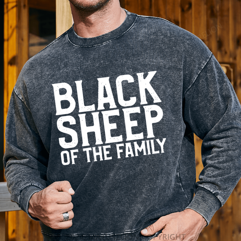 Maturelion Men's Sweatshirt Black Sheep Of The Family Custom Washed Sweatshirt