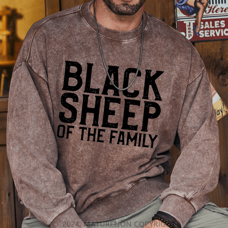 Maturelion Men's Sweatshirt Black Sheep Of The Family Custom Washed Sweatshirt