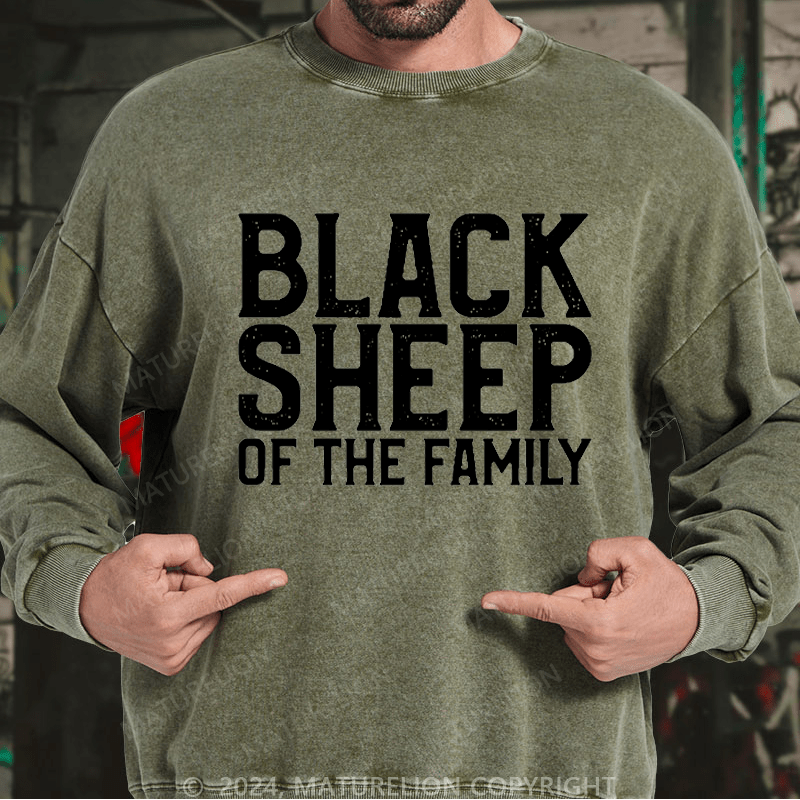 Maturelion Men's Sweatshirt Black Sheep Of The Family Custom Washed Sweatshirt