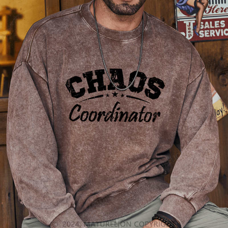 Maturelion Men's Sweatshirt Chaos Coordinator Custom Washed Sweatshirt