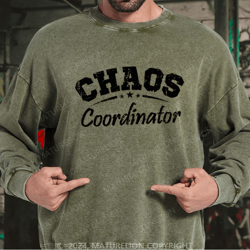 Maturelion Men's Sweatshirt Chaos Coordinator Custom Washed Sweatshirt