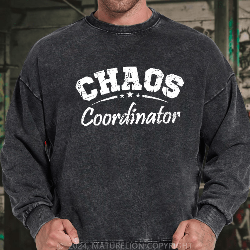 Maturelion Men's Sweatshirt Chaos Coordinator Custom Washed Sweatshirt